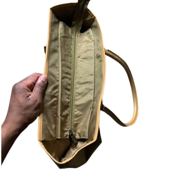 Hartmann Womens Cream Brown Tote Bag Shopper Handbag Canvas Zip Top VERY CLEAN - Picture 6 of 9